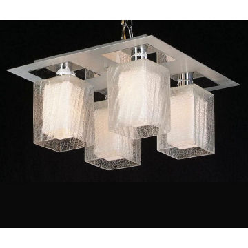 Lampes de plafond modernes Verre blanc Ombre intérieur et transparent en verre extérieur (MX8105-4W)